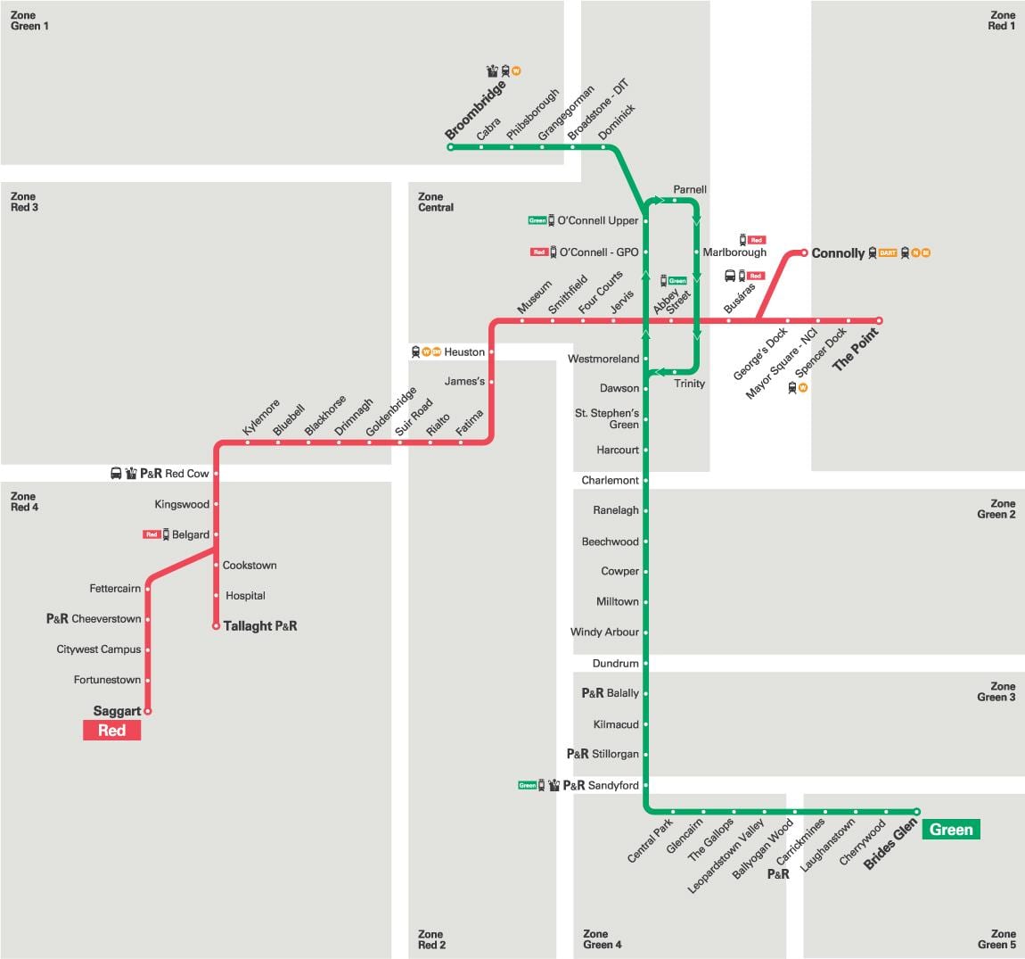 ಡಬ್ಲಿನ್ Luas ಕೆಂಪು ರೇಖೆ ನಕ್ಷೆ